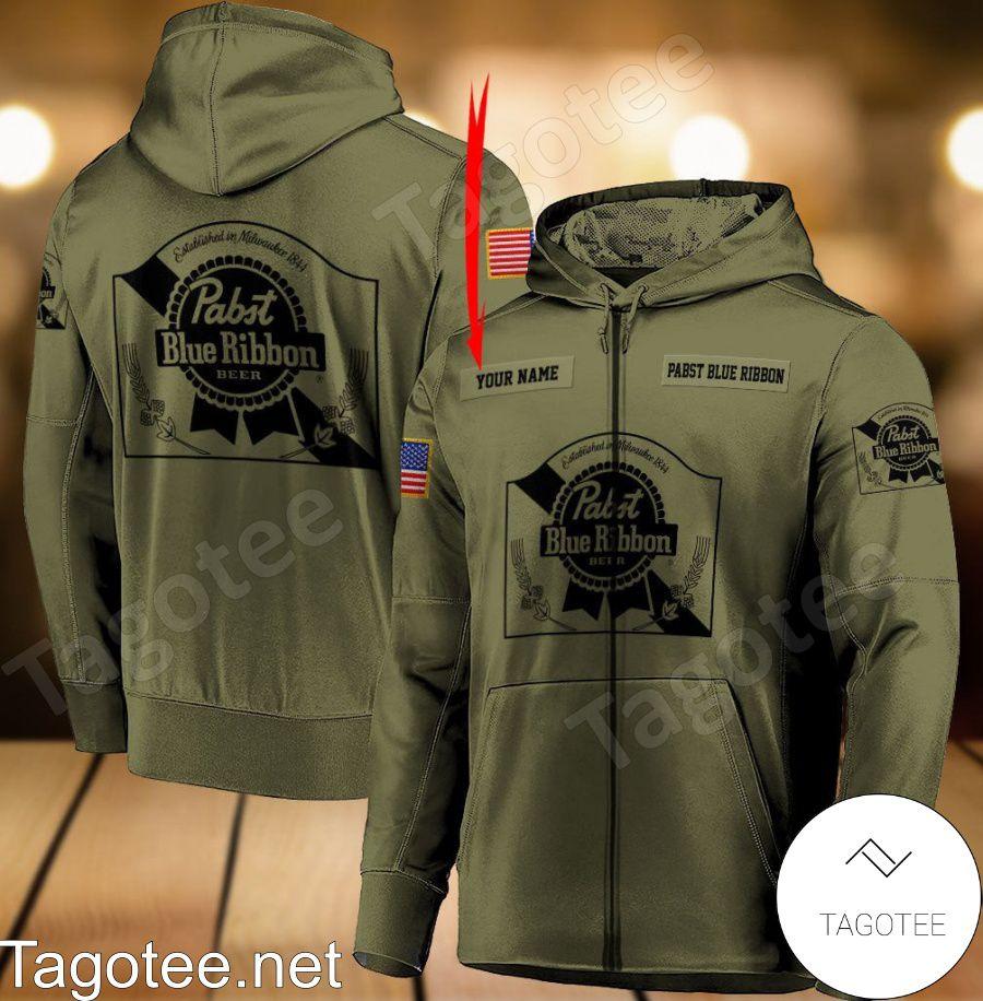 Pabst Blue Ribbon Military Green Personalized Hoodie a