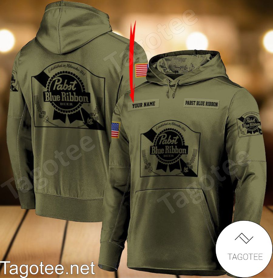 Pabst Blue Ribbon Military Green Personalized Hoodie