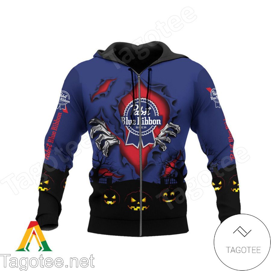 Pabst Blue Ribbon Scary Night Halloween Hoodie a