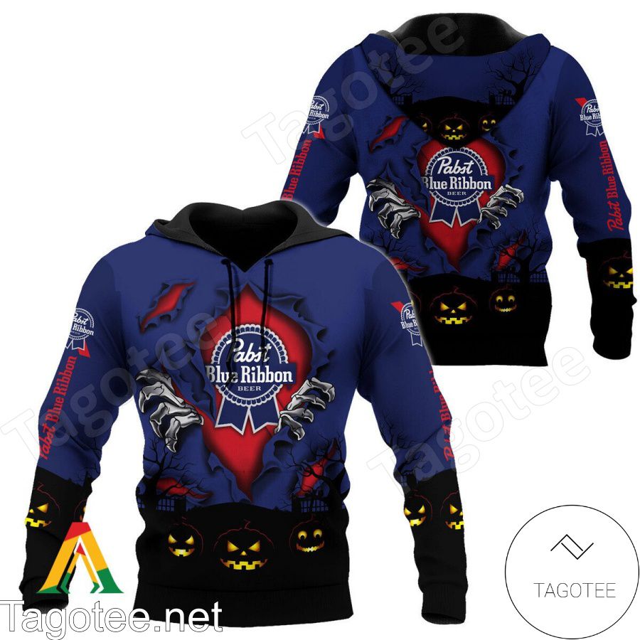 Pabst Blue Ribbon Scary Night Halloween Hoodie