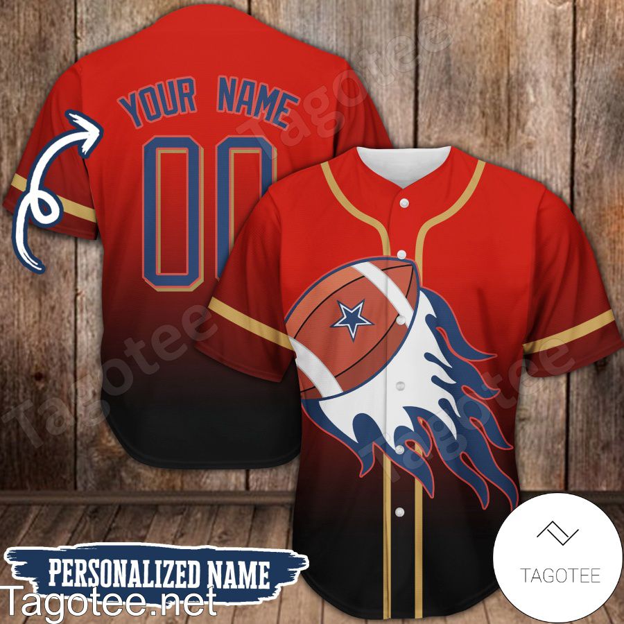 Personalized Dallas Cowboys Logo Red Baseball Jersey