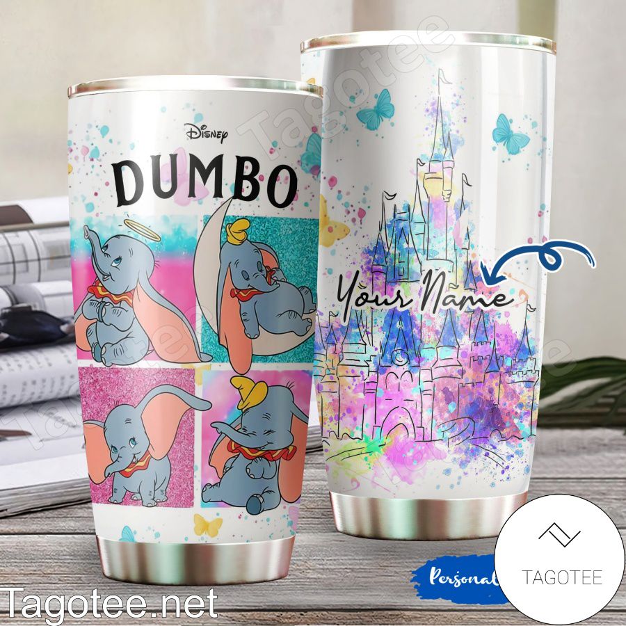 Personalized Disney Dumbo Castle Watercolor Tumbler