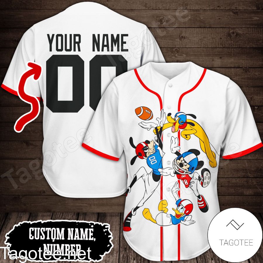 Personalized Disney Friends Playing Football Baseball Jersey