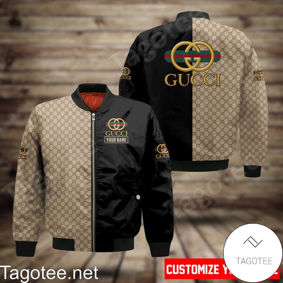 Personalized Gucci Monogram On Right Half Bomber Jacket