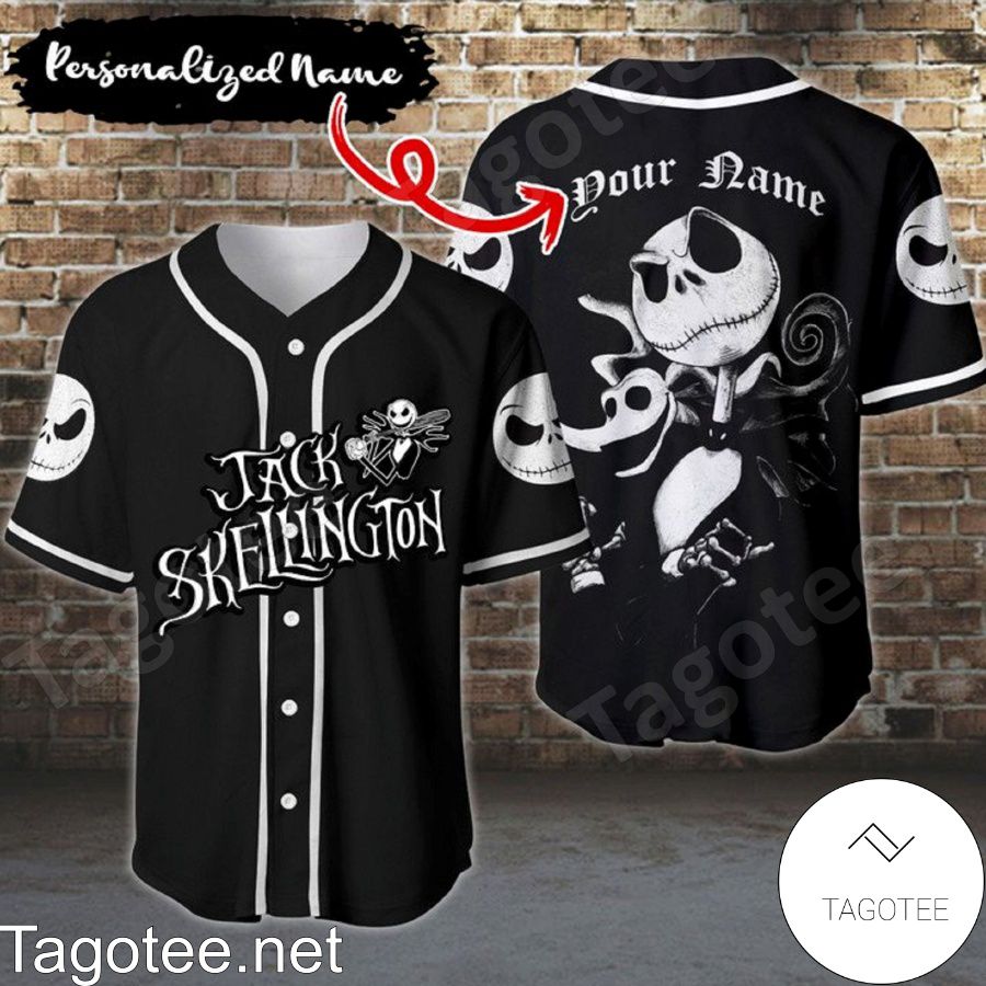 Personalized Jack Skellington Black Baseball Jersey