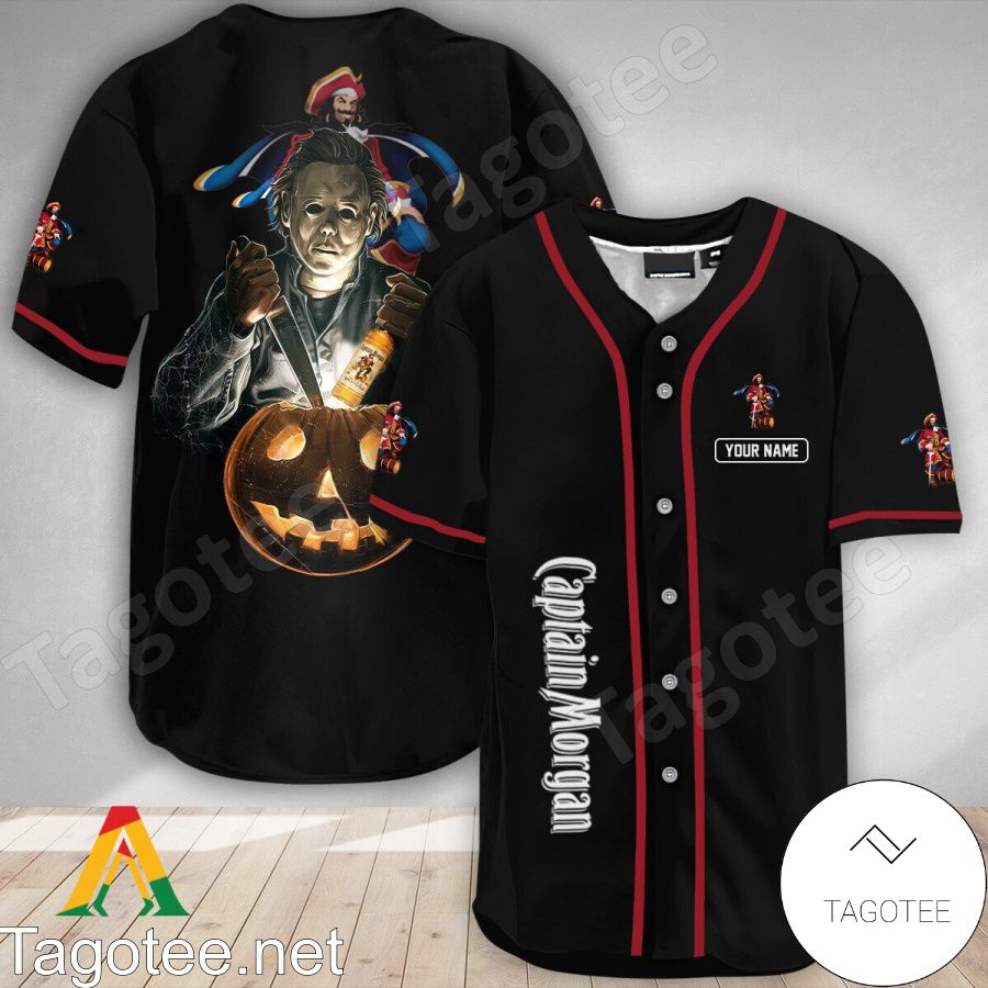 Personalized Michael Myers Pumpkin Captain Morgan Baseball Jersey