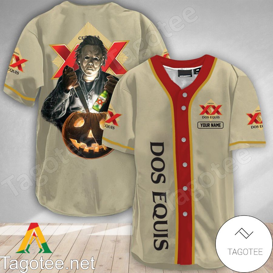 Personalized Michael Myers Pumpkin Dos Equis Baseball Jersey