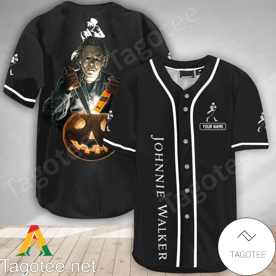 Personalized Michael Myers Pumpkin Johnnie Walker Baseball Jersey