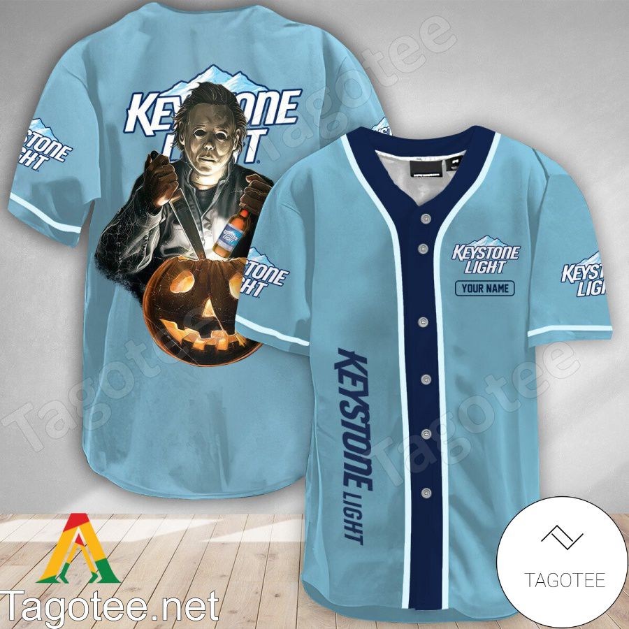 Personalized Michael Myers Pumpkin Keystone Light Baseball Jersey