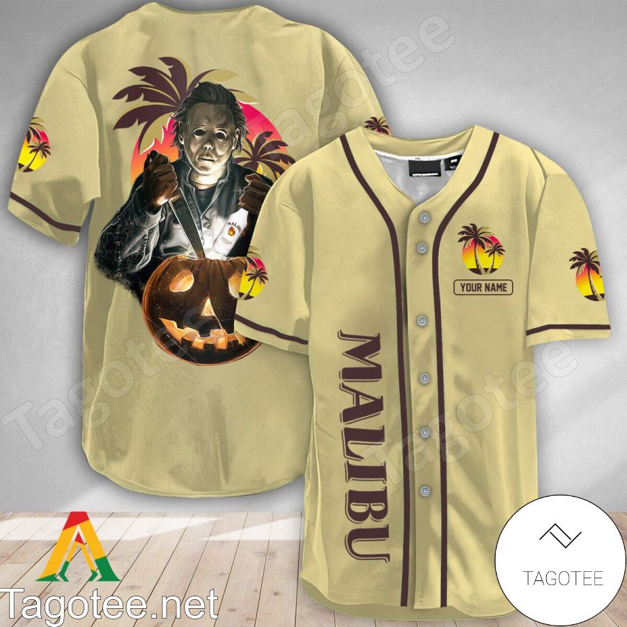 Personalized Michael Myers Pumpkin Malibu Rum Baseball Jersey