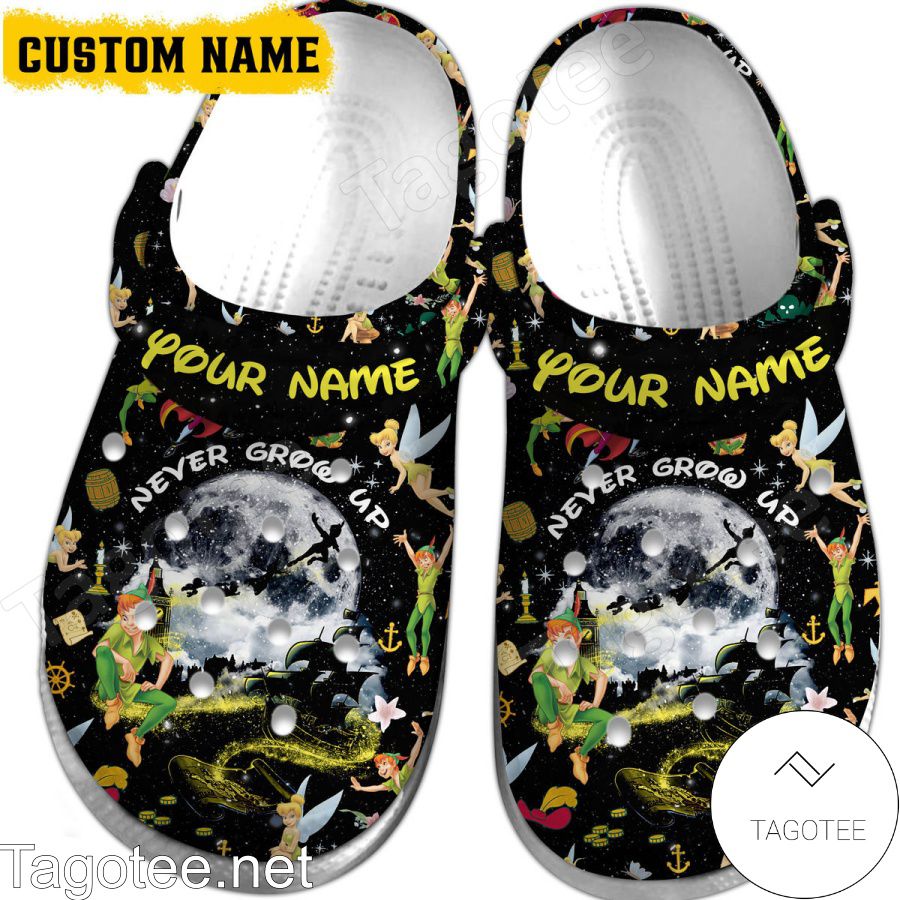 Personalized Peter Pan Never Grow Up Crocs Clogs a