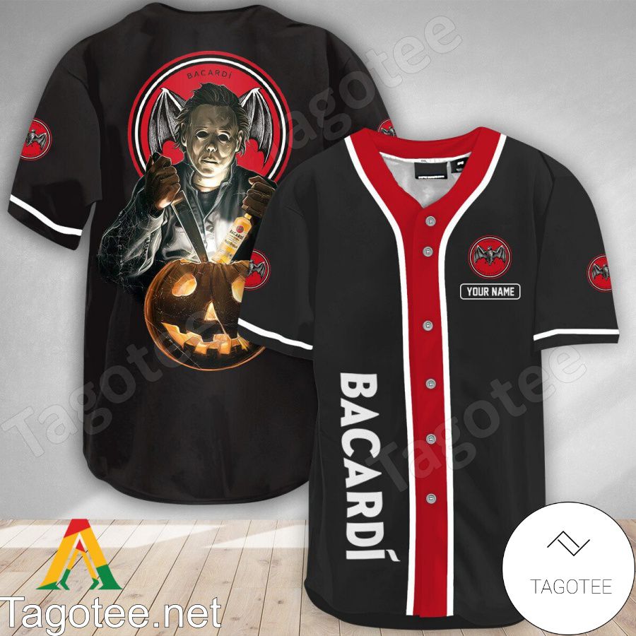 Personalized Scary Michael Myers Pumpkin Bacardi Baseball Jersey