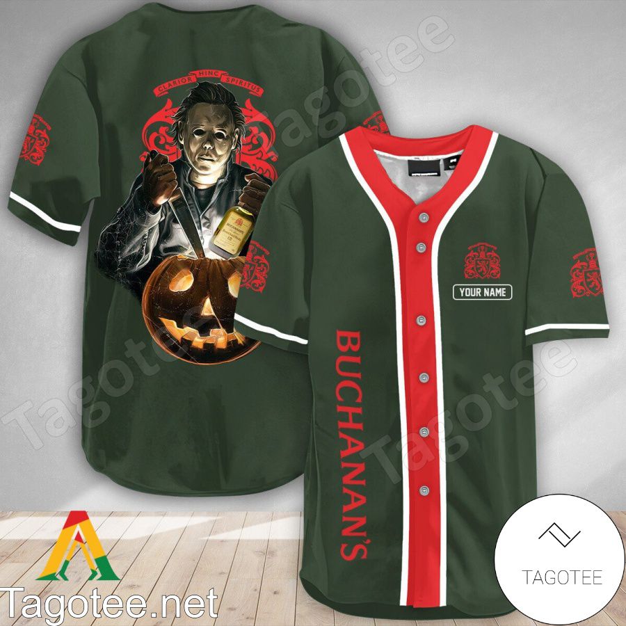 Personalized Scary Michael Myers Pumpkin Buchanan's Baseball Jersey