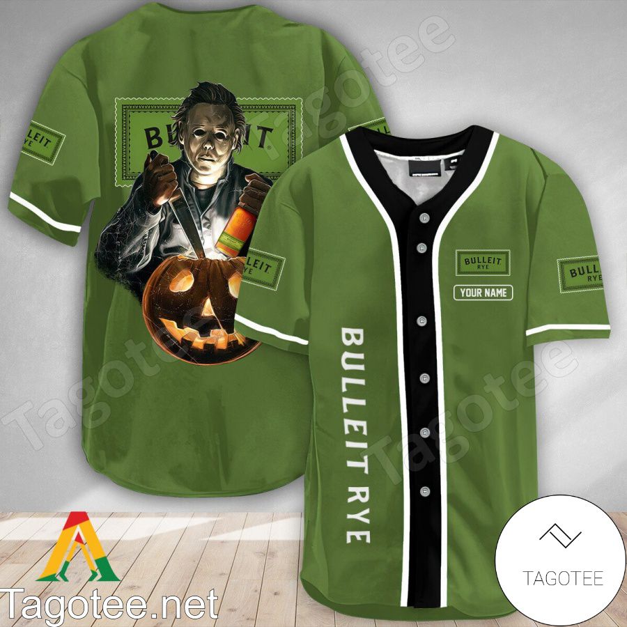 Personalized Scary Michael Myers Pumpkin Bulleit Rye Baseball Jersey