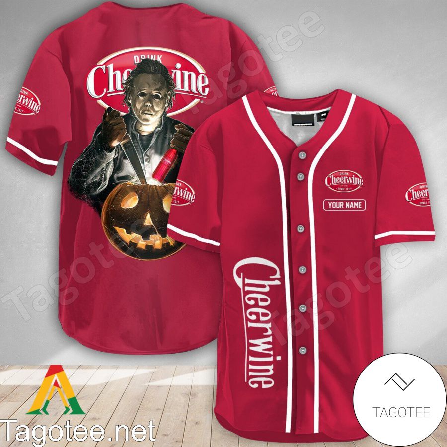 Personalized Scary Michael Myers Pumpkin Cheerwine Baseball Jersey