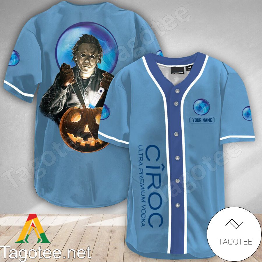 Personalized Scary Michael Myers Pumpkin Ciroc Vodka Baseball Jersey