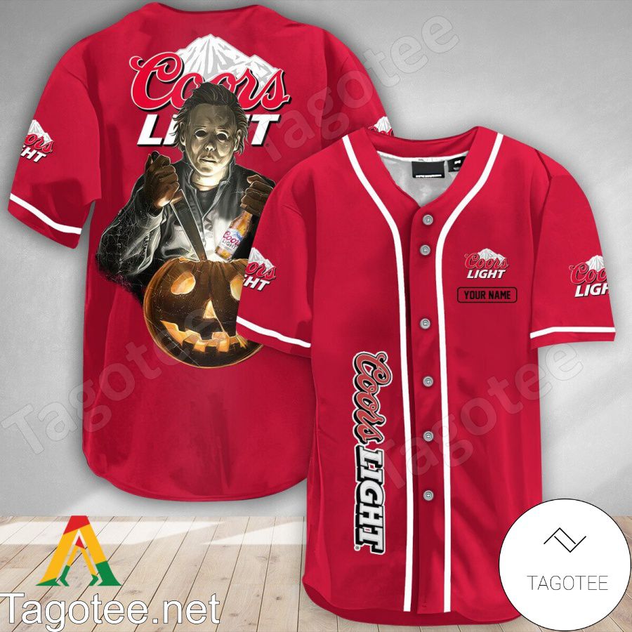 Personalized Scary Michael Myers Pumpkin Coors Light Baseball Jersey