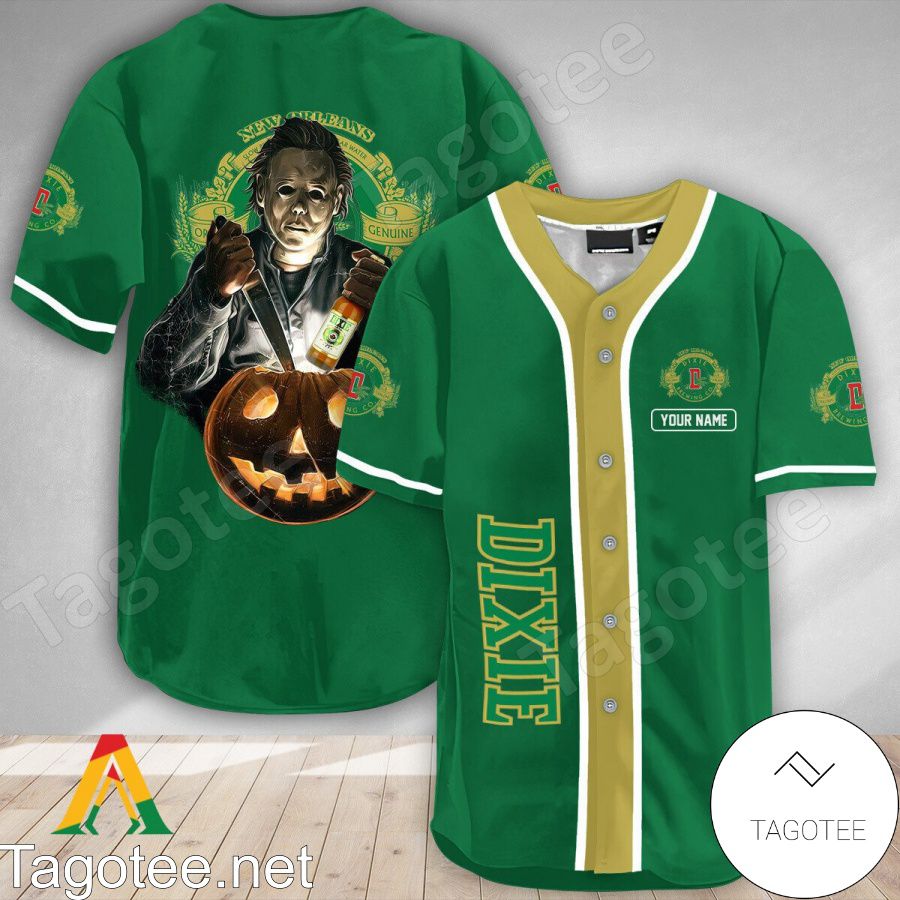 Personalized Scary Michael Myers Pumpkin Dixie Beer Baseball Jersey