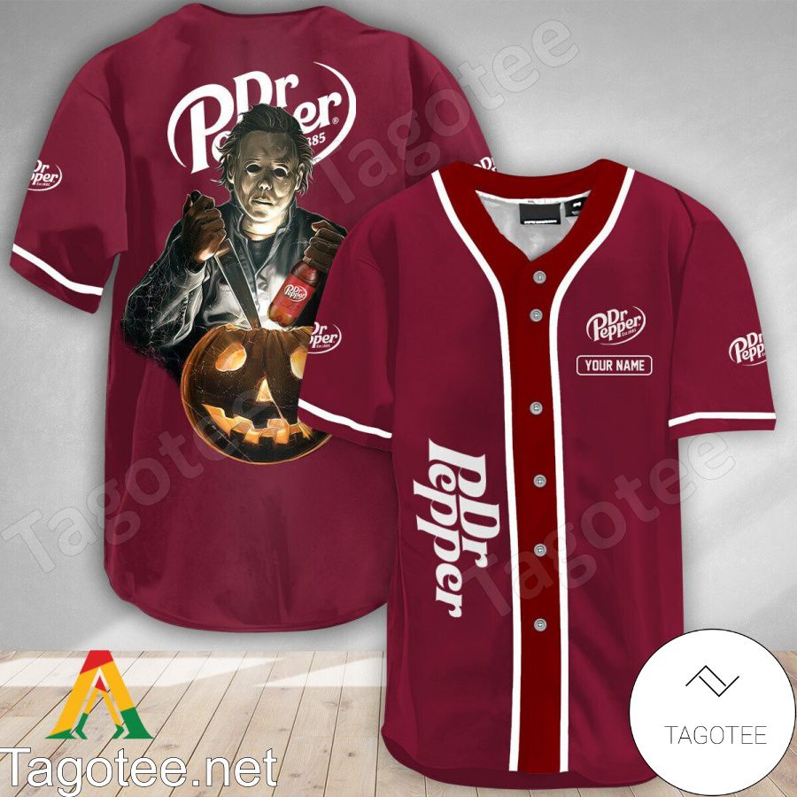 Personalized Scary Michael Myers Pumpkin Dr Pepper Baseball Jersey