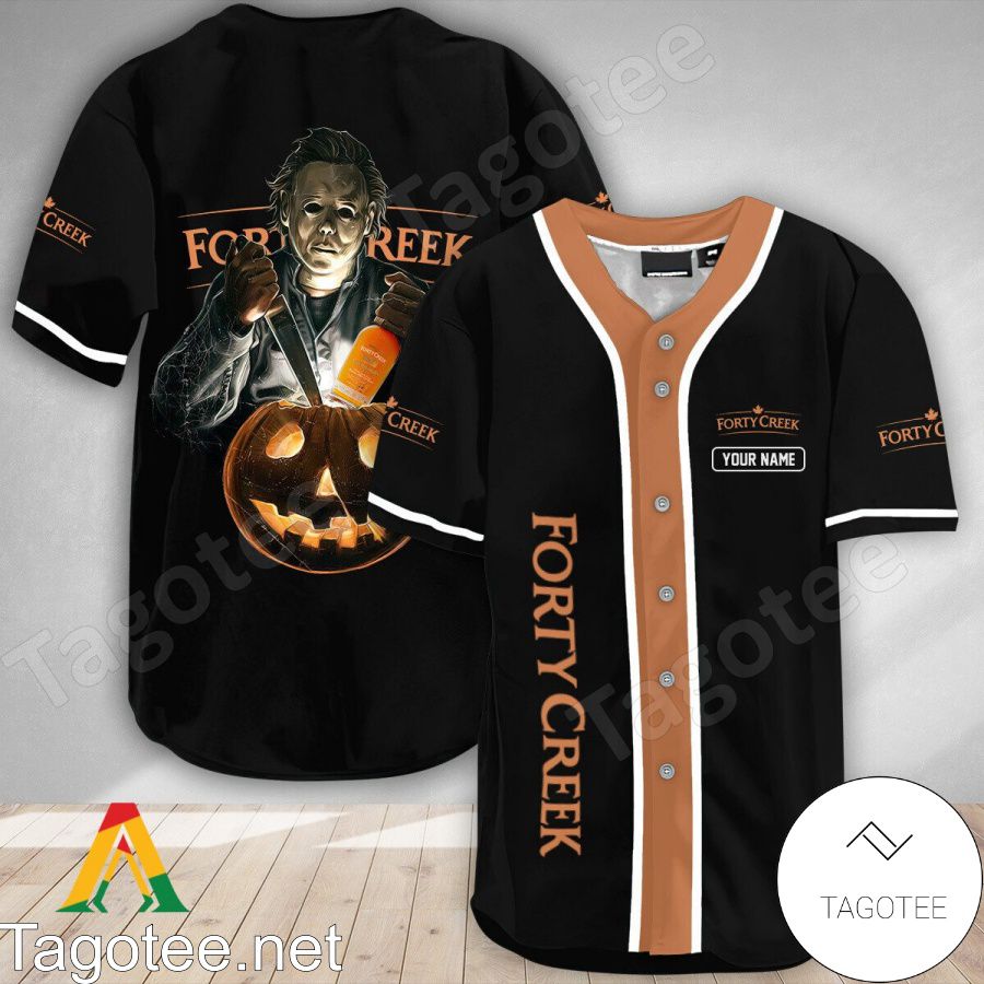 Personalized Scary Michael Myers Pumpkin Forty Creek Baseball Jersey