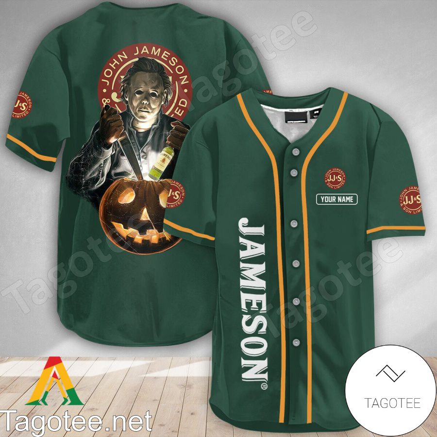 Personalized Scary Michael Myers Pumpkin Jameson Baseball Jersey