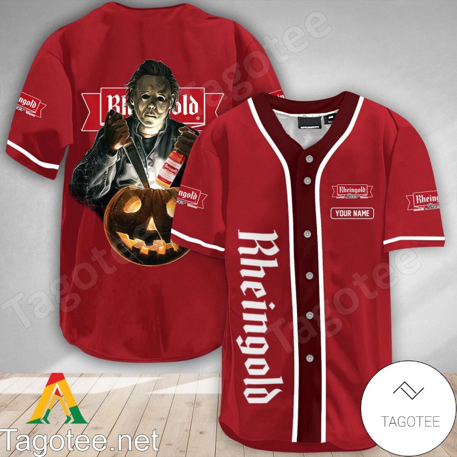 Personalized Scary Michael Myers Pumpkin Rheingold Baseball Jersey