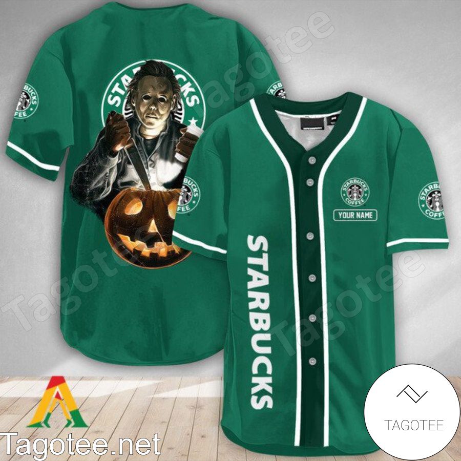 Personalized Scary Michael Myers Pumpkin Starbucks Back Off I've Got Enough To Deal With Today Baseball Jersey