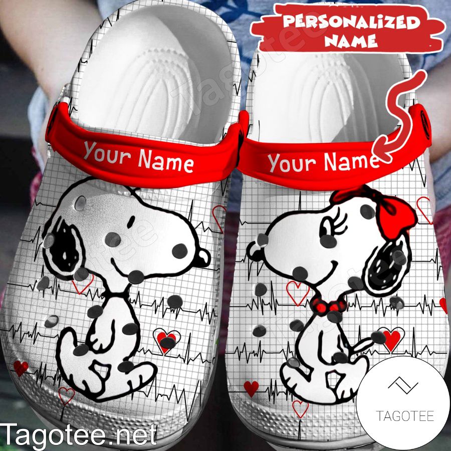 Personalized Snoopy Heartbeat Crocs Clogs