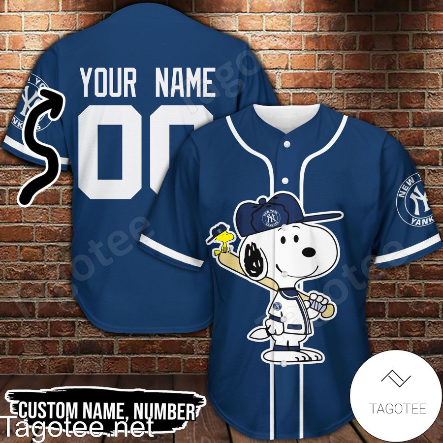 Personalized Snoopy New York Yankees Baseball Jersey