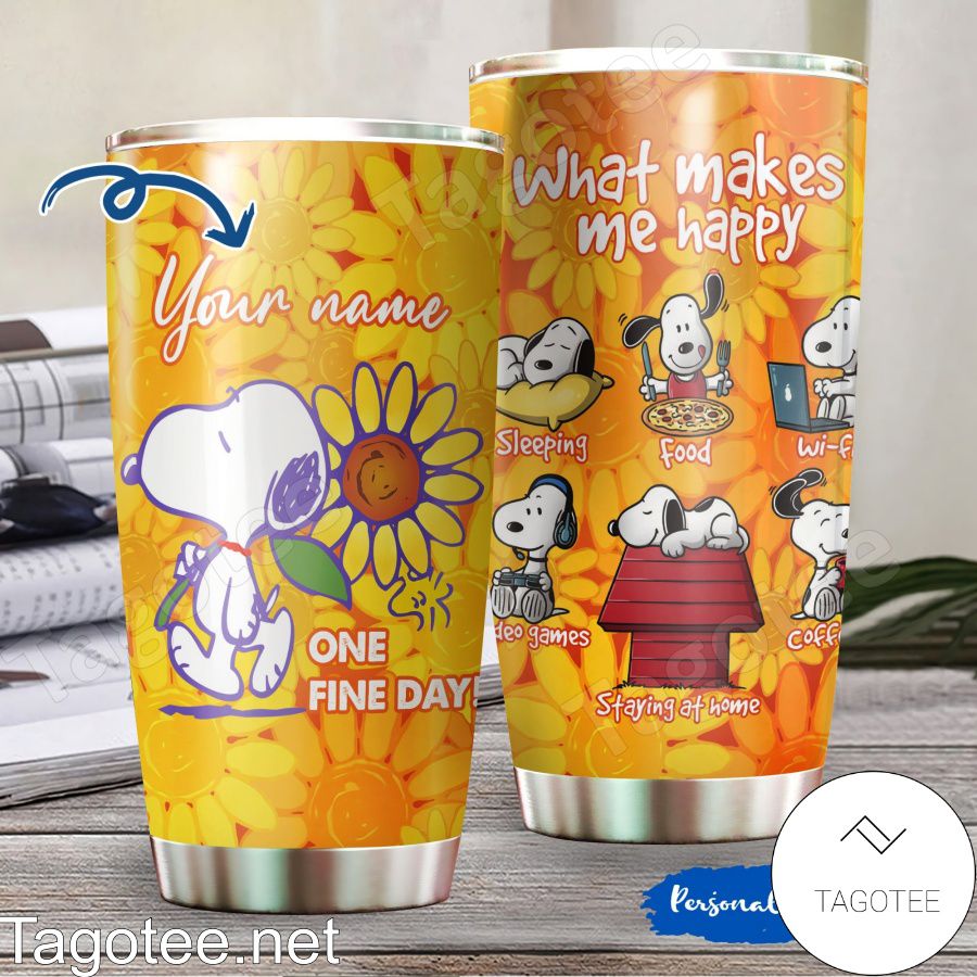 Personalized Snoopy One Fine Day Tumbler