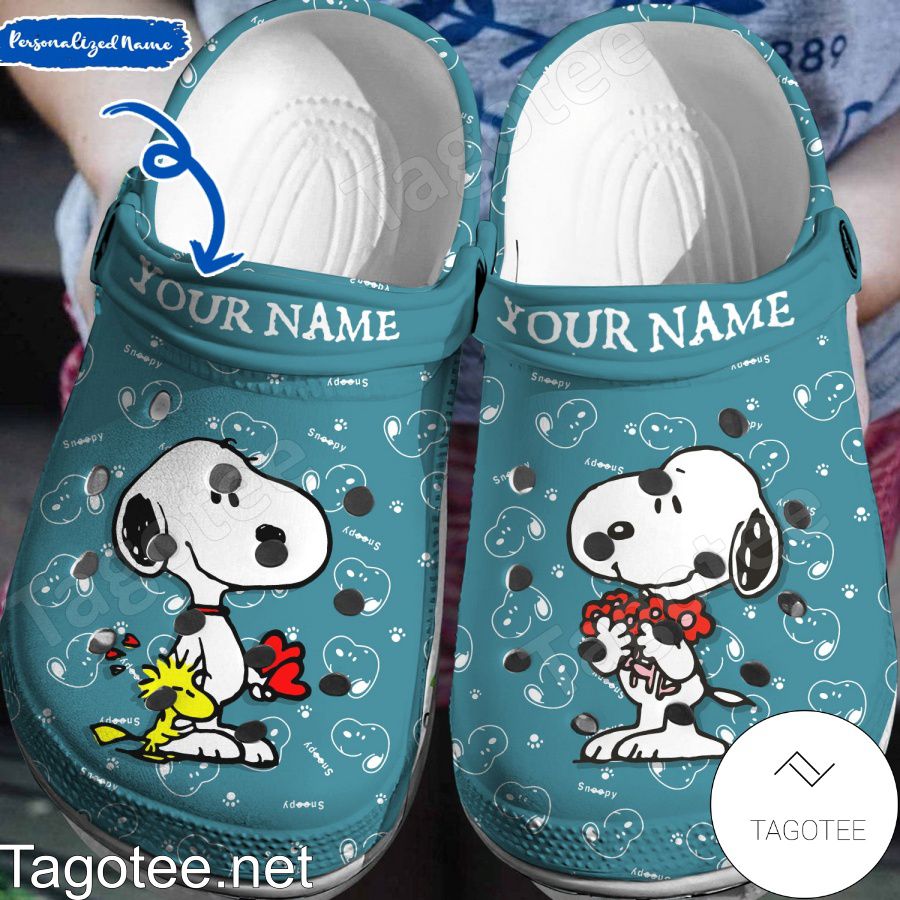 Personalized Snoopy Teal Crocs Clogs