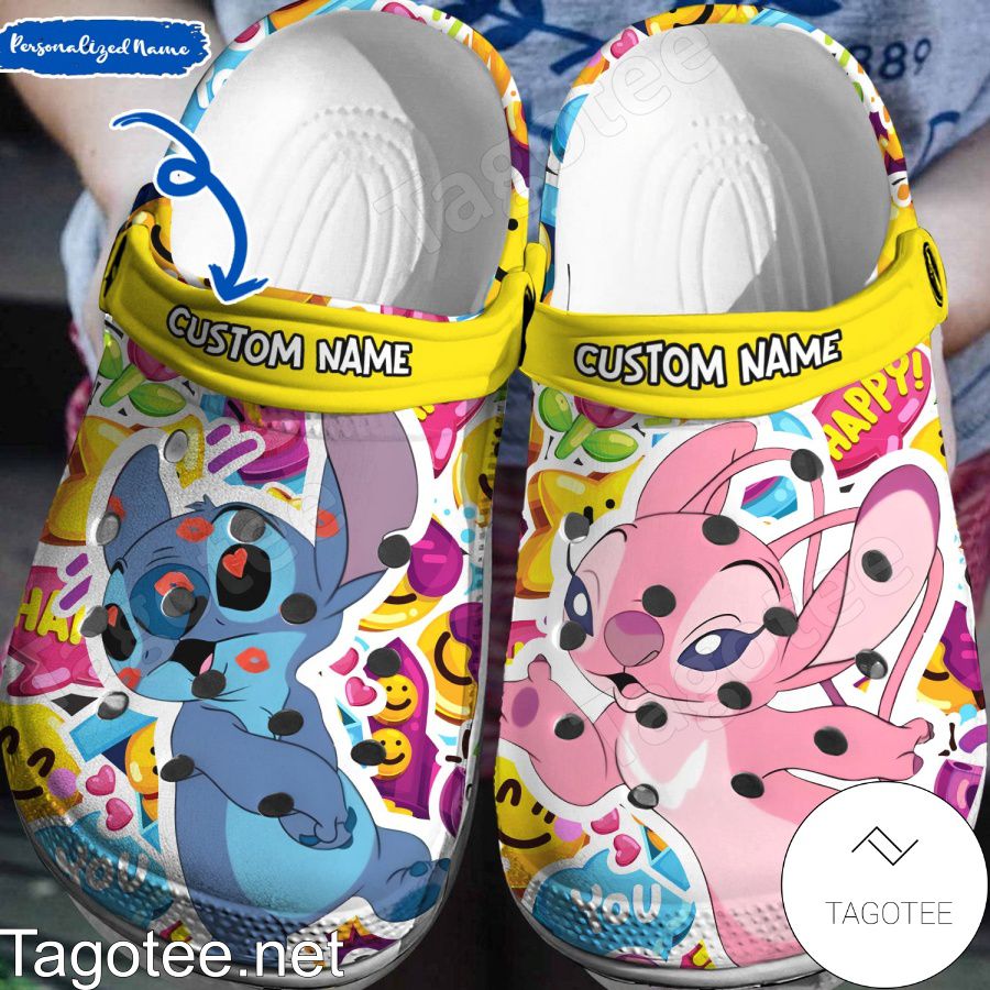 Personalized Stitch And Angel Happy Crocs Clogs