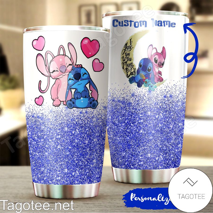 Personalized Stitch And Angel I Love You The Moon And Back Tumbler