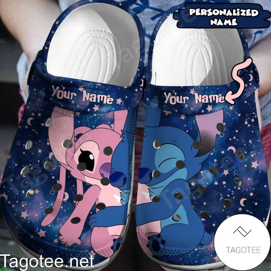 Personalized Stitch And Angel In Space Crocs Clogs