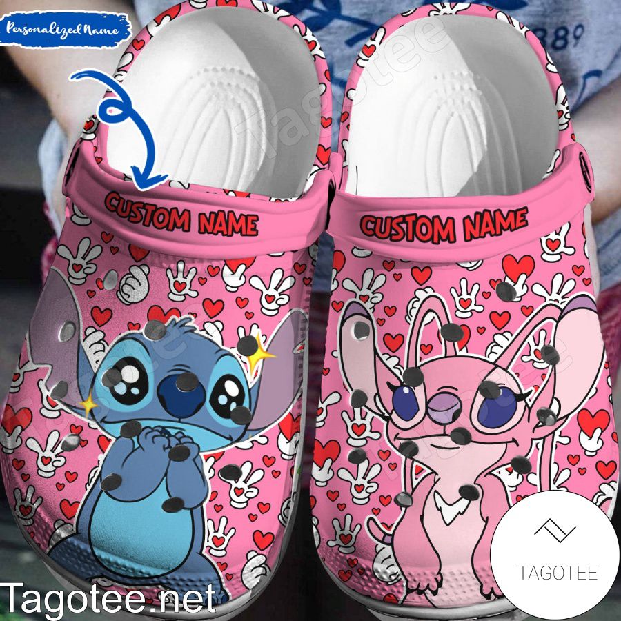 Personalized Stitch And Angel Love Crocs Clogs