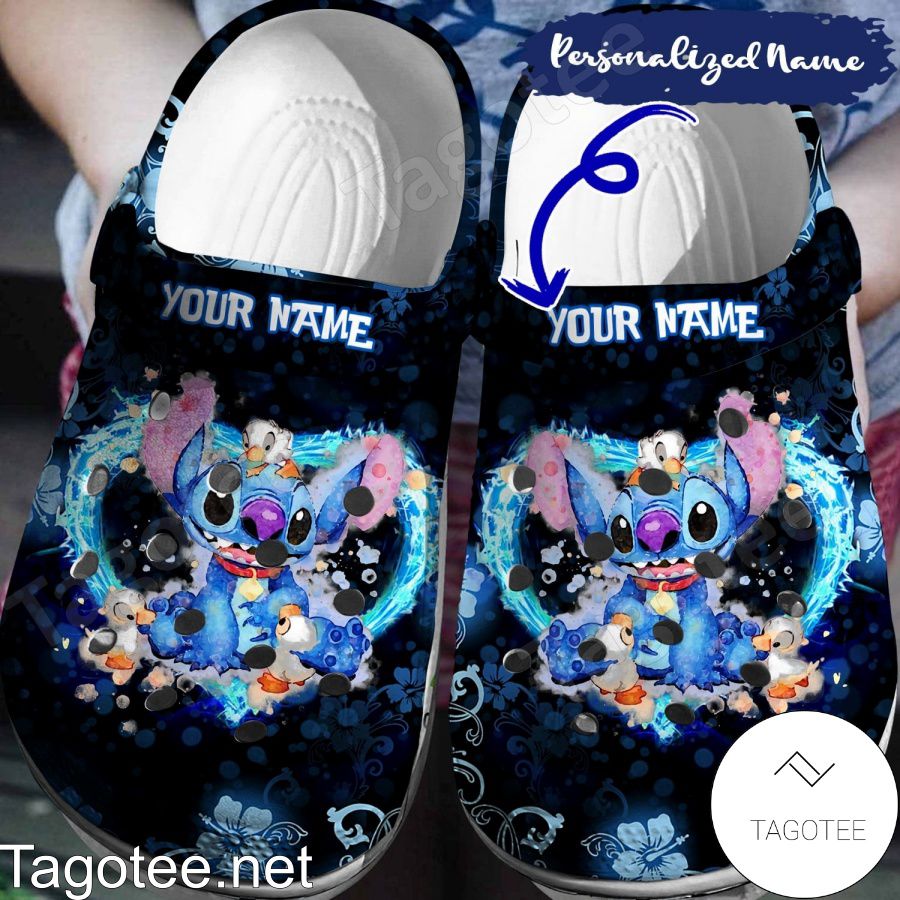 Personalized Stitch And Duck Darkness Crocs Clogs