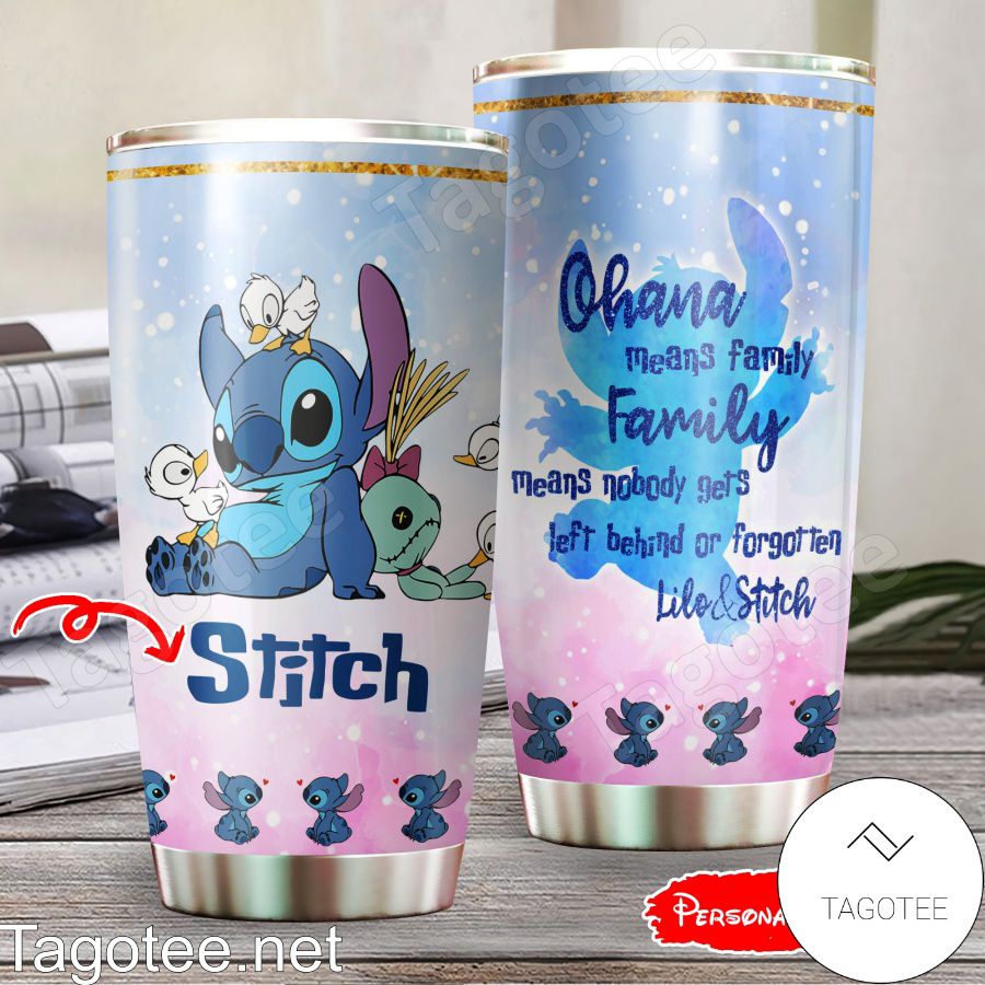 Personalized Stitch And Duck Ohana Means Family Tumbler