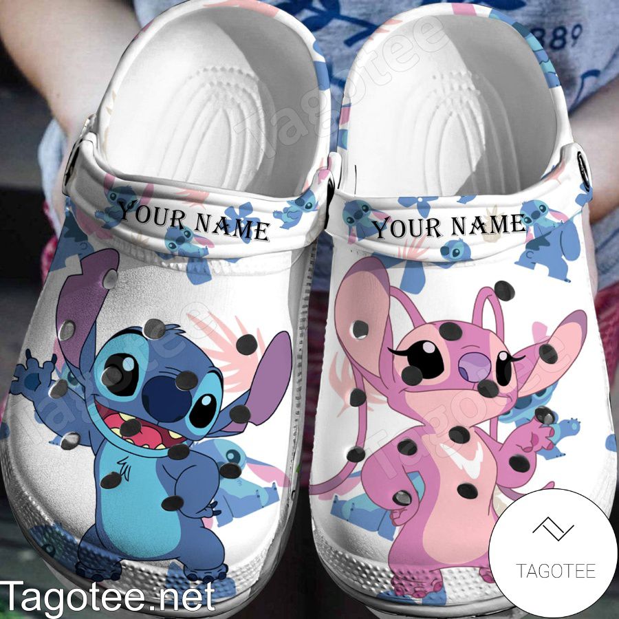 Personalized Stitch And Girlfriend Crocs Clogs