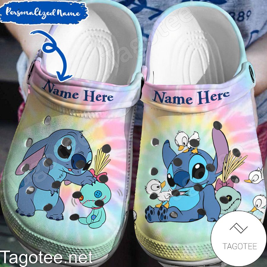 Personalized Stitch And Scrump Tie Dye Crocs Clogs