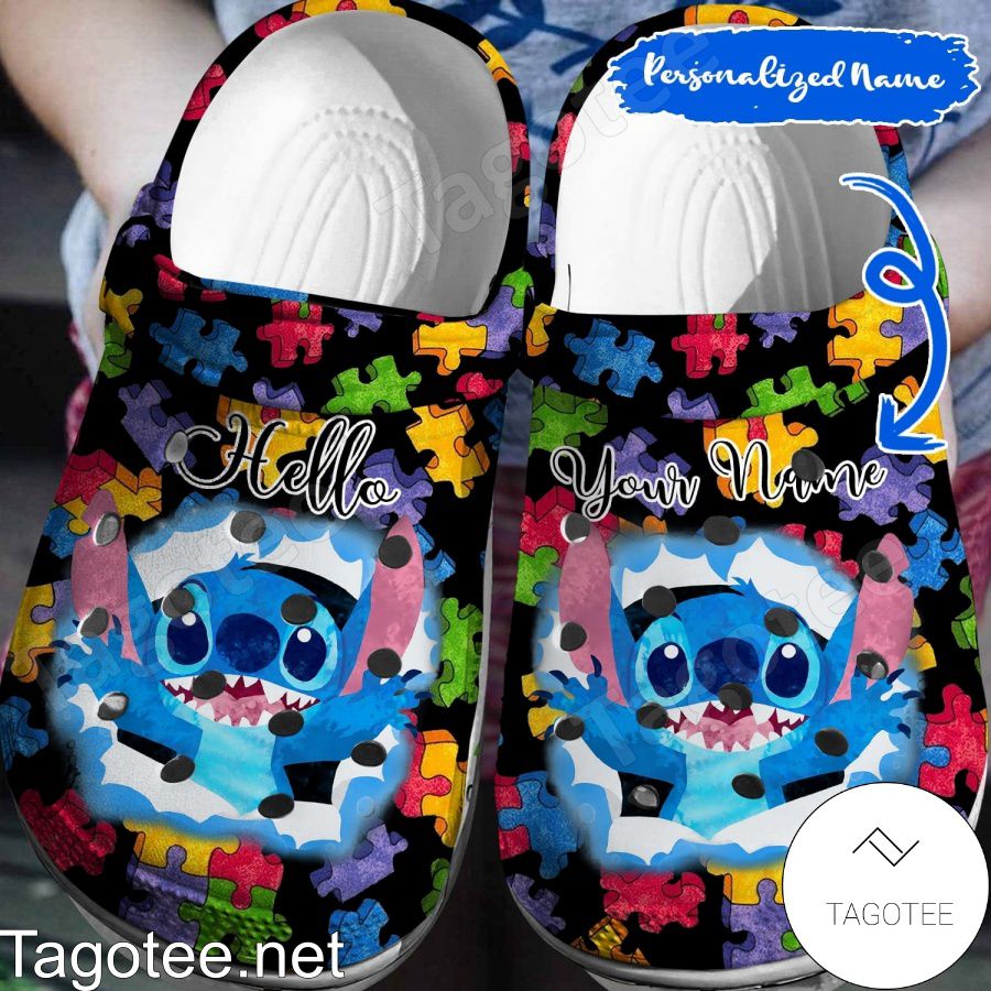 Personalized Stitch Puzzle Pieces Crocs Clogs