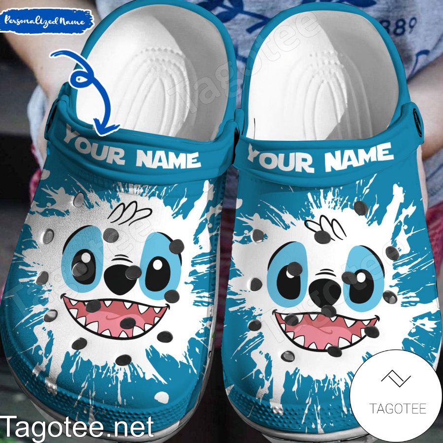 Personalized Stitch Splash On Blue Crocs Clogs