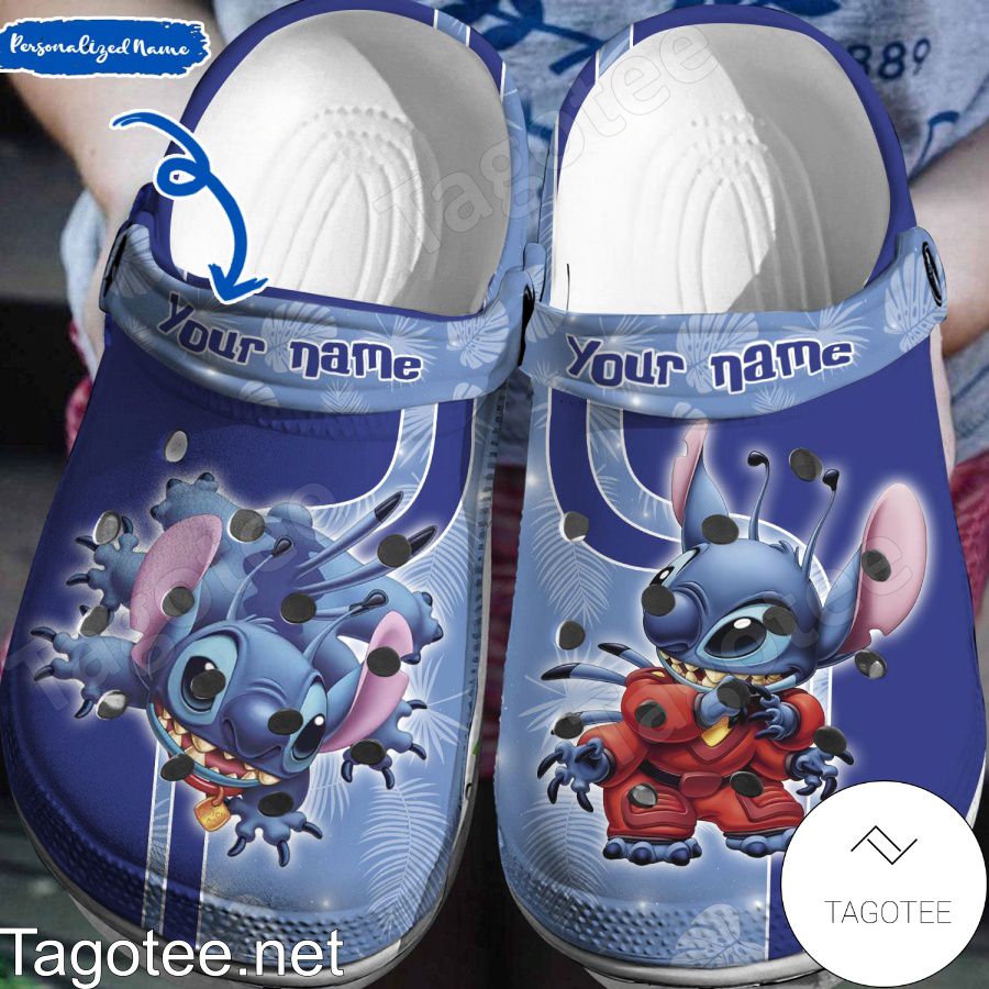 Personalized Stitch Tropical Leaves Crocs Clogs