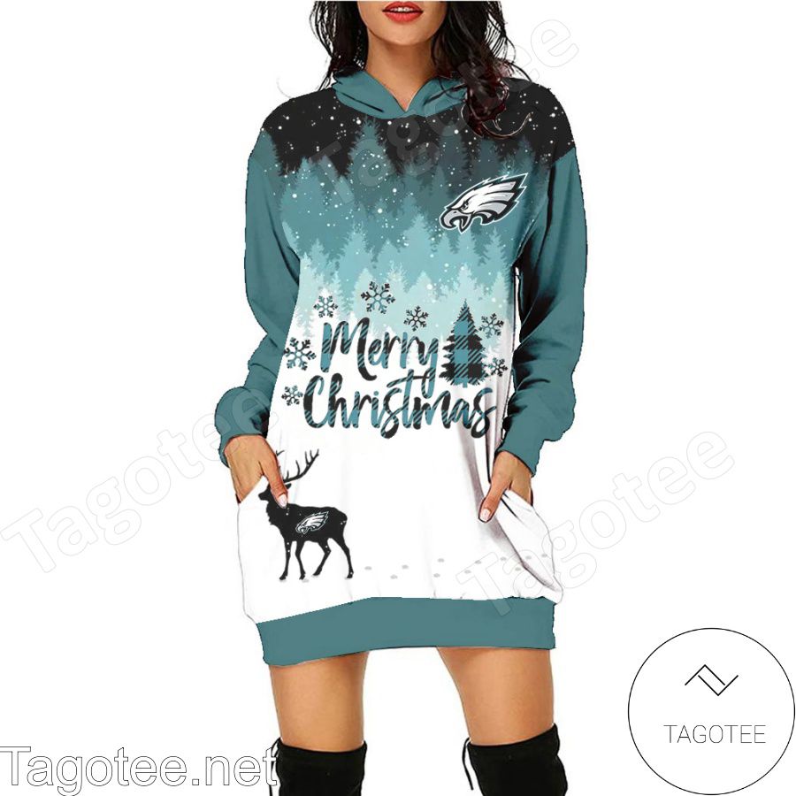 Philadelphia Eagles NFL Merry Christmas Women Hoodie Dress