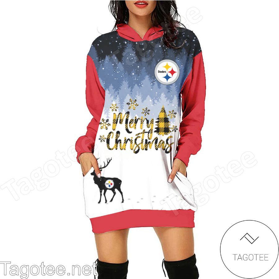 Pittsburgh Steelers NFL Merry Christmas Women Hoodie Dress