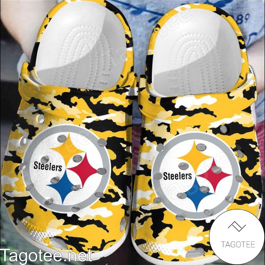 Pittsburgh Steelers Yellow Camouflage Crocs Clogs