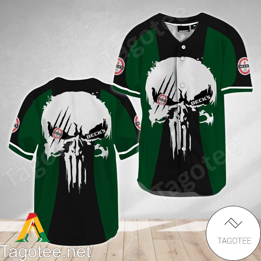 Punisher Skull Beck's Beer Baseball Jersey