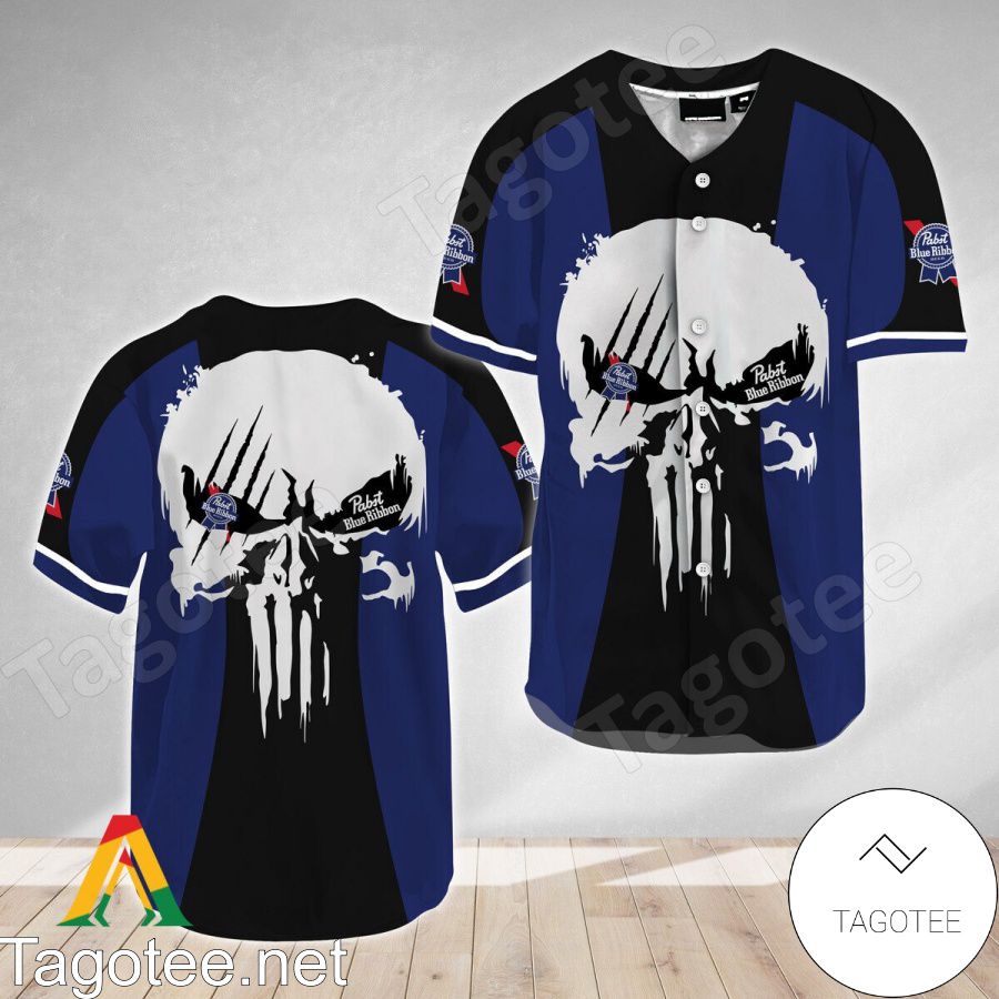 Punisher Skull Pabst Blue Ribbon Baseball Jersey