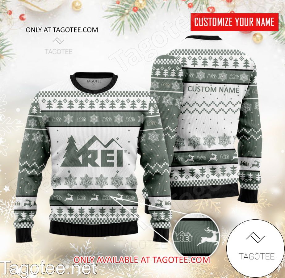 REI Logo Personalized Ugly Christmas Sweater - EmonShop