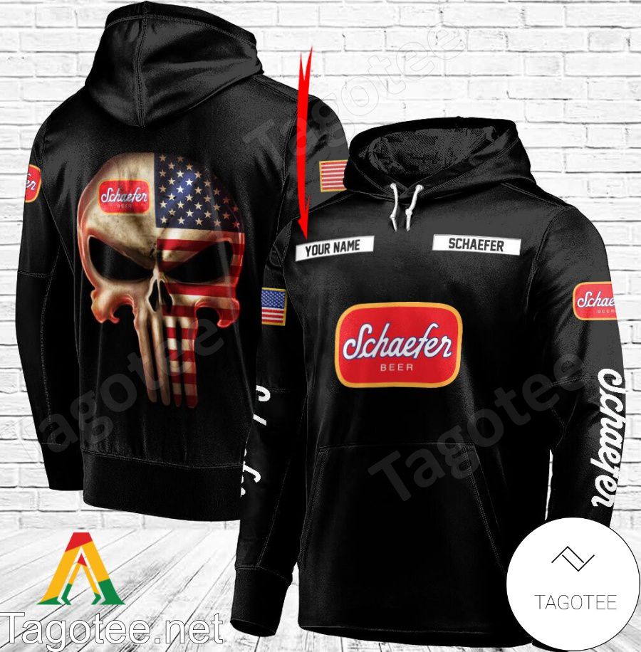 Schaefer Beer Punisher Skull USA Flag Personalized Hoodie