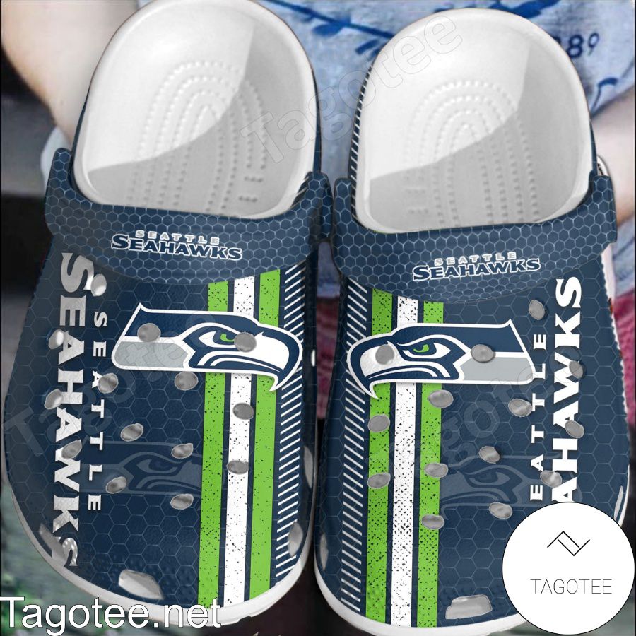 Seattle Seahawks Hive Pattern Crocs Clogs